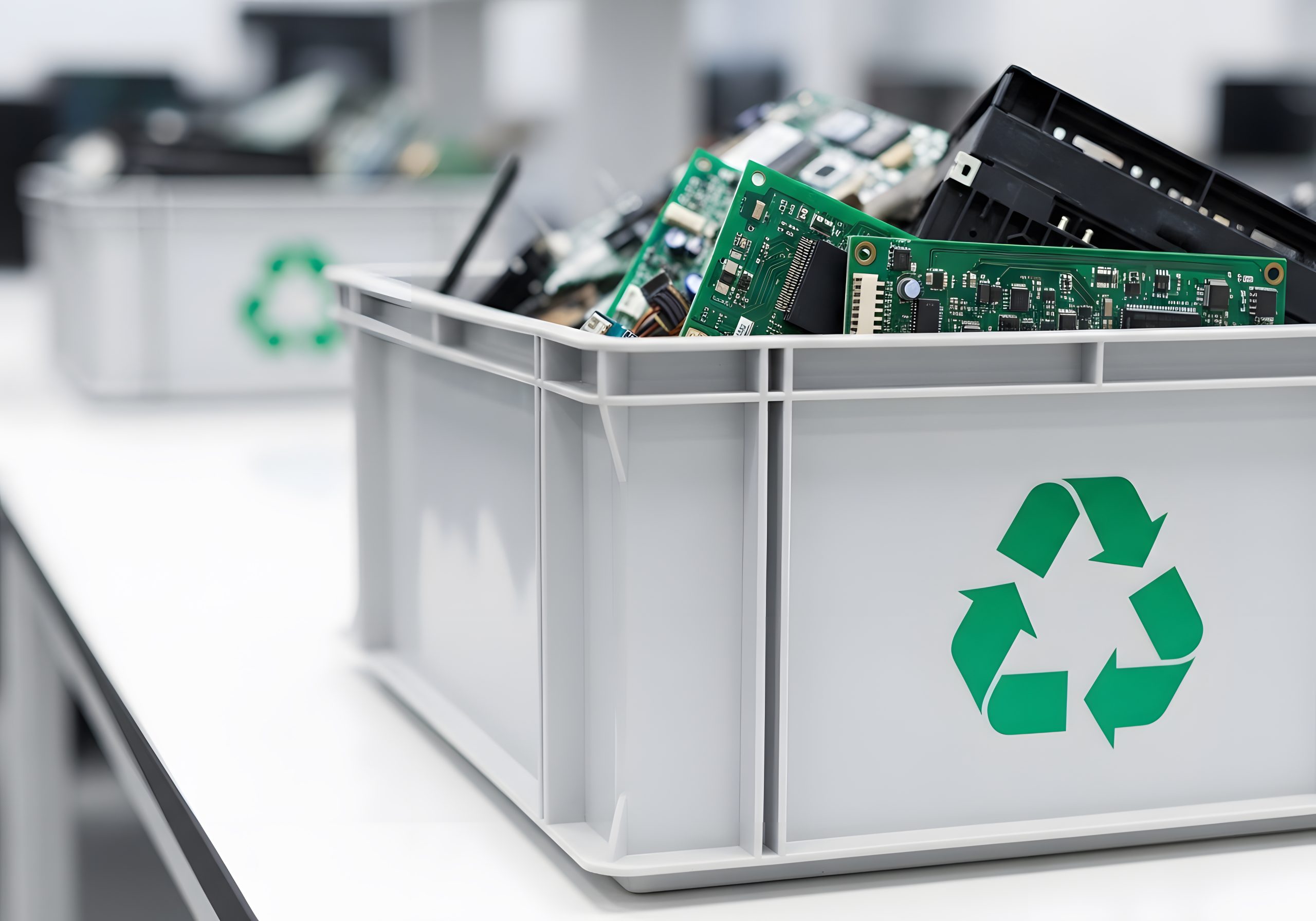 e waste collection bin with circuit boards recycling